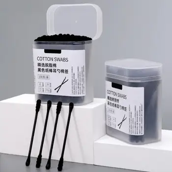 1 caixa cotonete de algodão cabeça dupla, fácil de usar, plástico, limpador de ouvido, cotonete, cílios, ferramentas de maquiagem, batom, ferramentas cosméticas