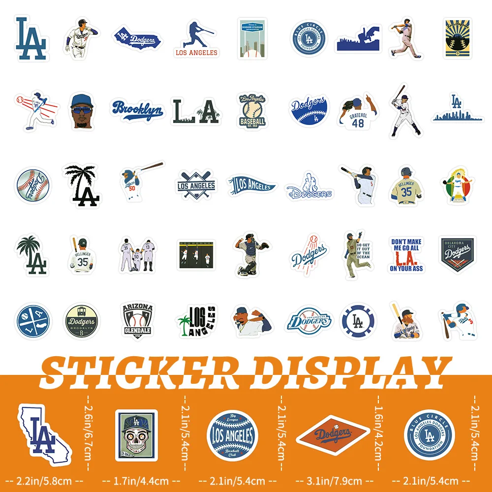 10/30/50/100PCS Dodgers Stickers baseball Cartoon Sticker Sports Graffiti Decals DIY Luggage Laptop Phone Guitar Car Bike Toy