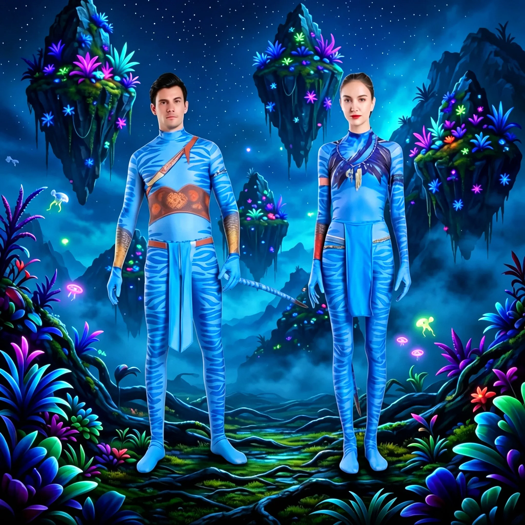 

Avatar the Way of Water Adult Cosplay Bodysuit Couple Jumpsuit Halloween Alien Movie Outfit for Men And Women Family