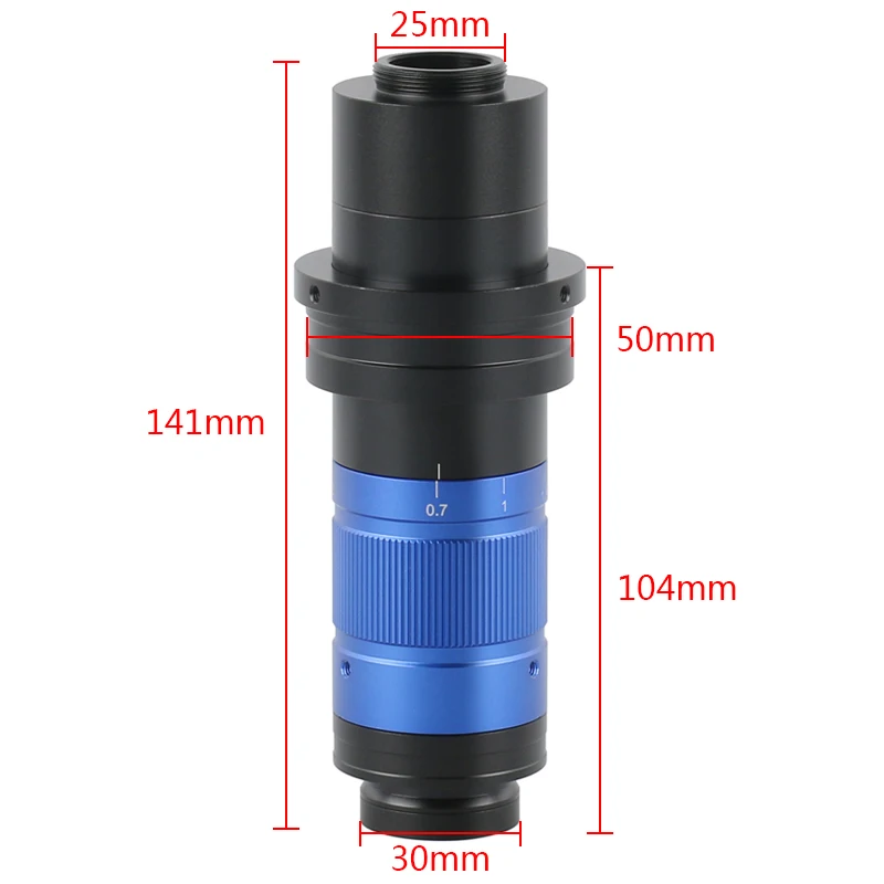 Lente Monocular HD con Zoom ajustable, lente de montaje en C de 0,7x-5,6x, lente continua para cámara de microscopio de Video HDMI, VGA, USB, 300X, 450X, 600X