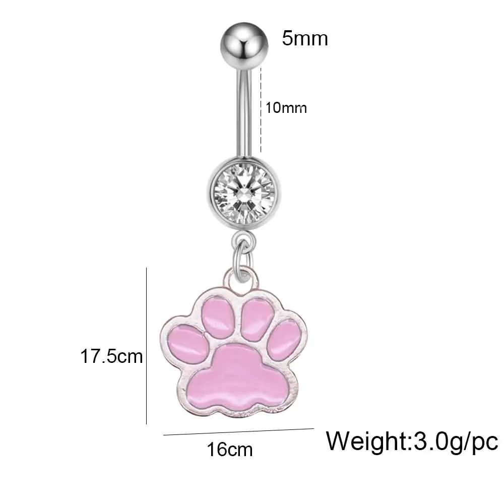 New Stainless Steel Belly Button Ring Blue Pink Cat Scratch Belly Button Nail Body Piercing Jewelry for Women