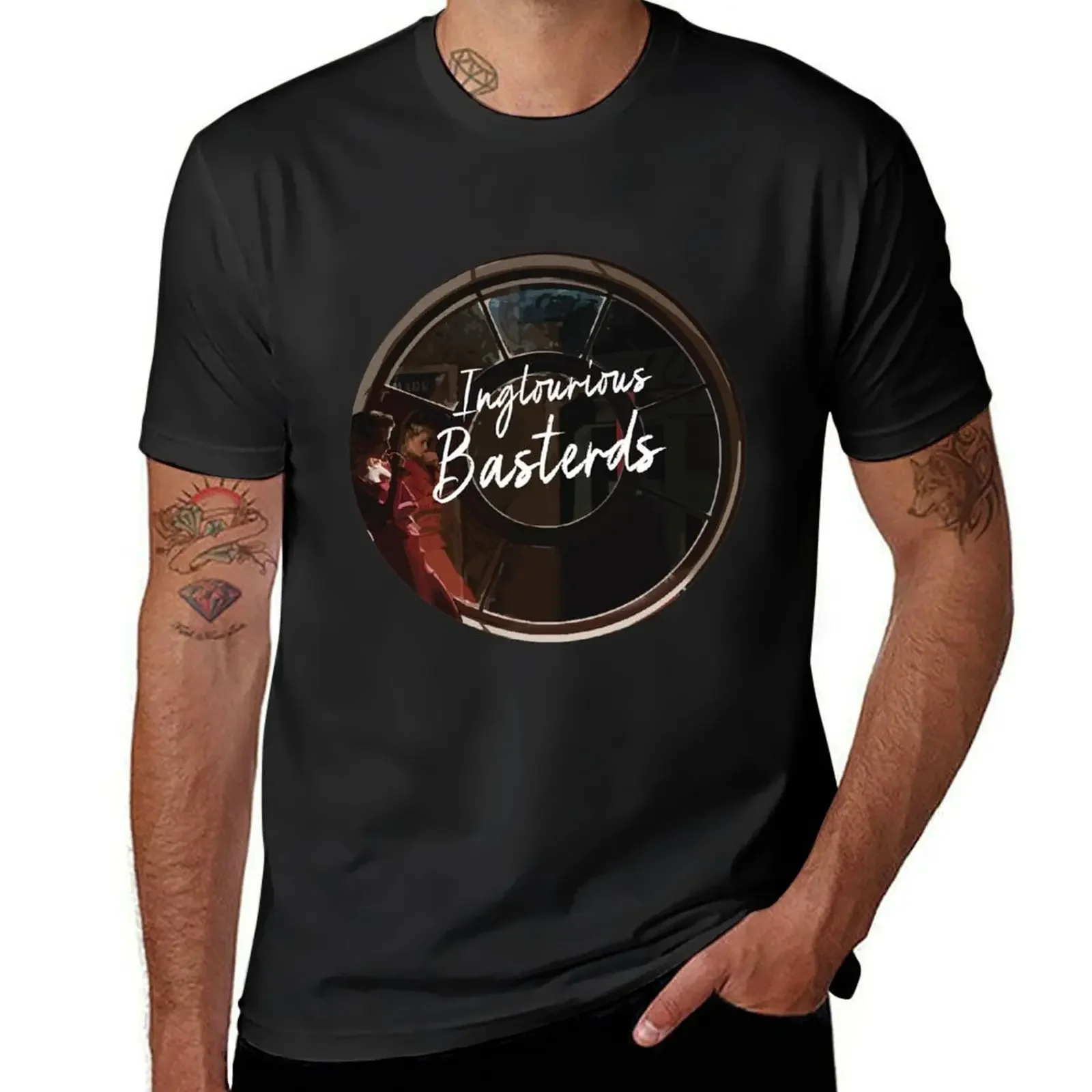 inglourious basterds round T-Shirt oversizeds blue lock graphic t shirt vintage mens t shirts