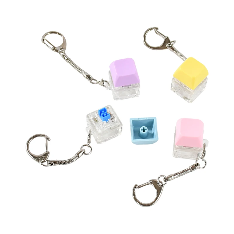 Mechanical Switch Keychain Keyboard Key Chain Fidget Toy Keycap Stress Relief Novelty Toys Fidget Button Keyring