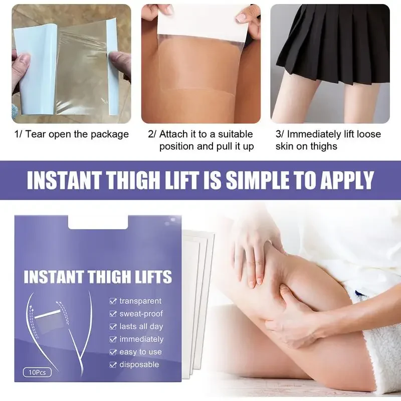 10Pcs Invisible Thin Leg Stickers Leg Lifting Patch Thigh Anti Wear Patch Ultra Thin Inner Sticker Foot Care Tools