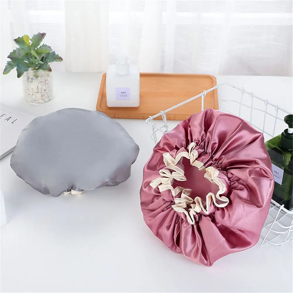 

Reusable Double-layer Thickened Elastic Sleep Cap Bath Hat Head Hair Cover Shower Cap
