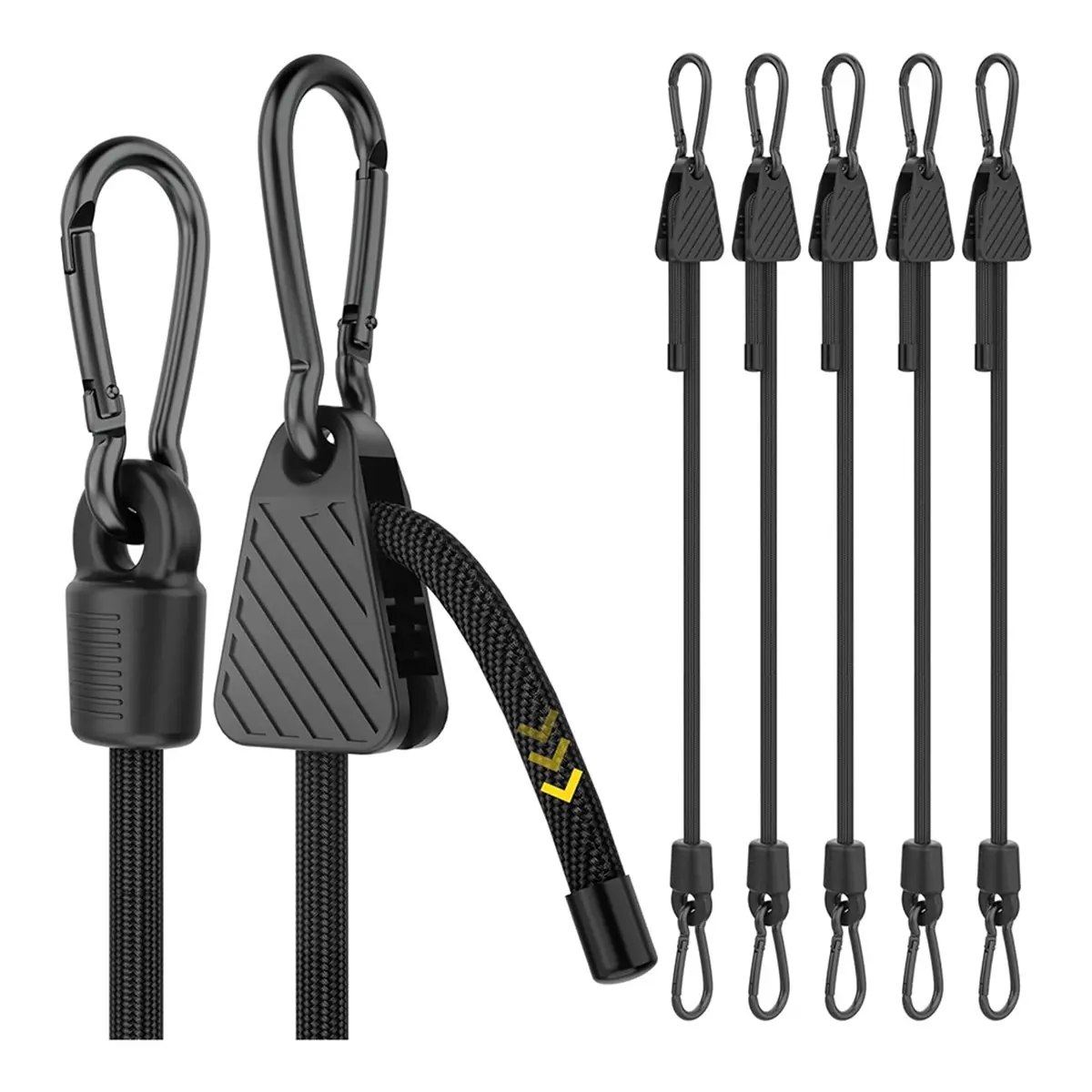 DT38 Adjustable Bungee Cords with Hooks, 6 Pack Heavy Duty Outdoor Carabiner Bungee Cord, Elastic Bungee Straps Easily Adjust