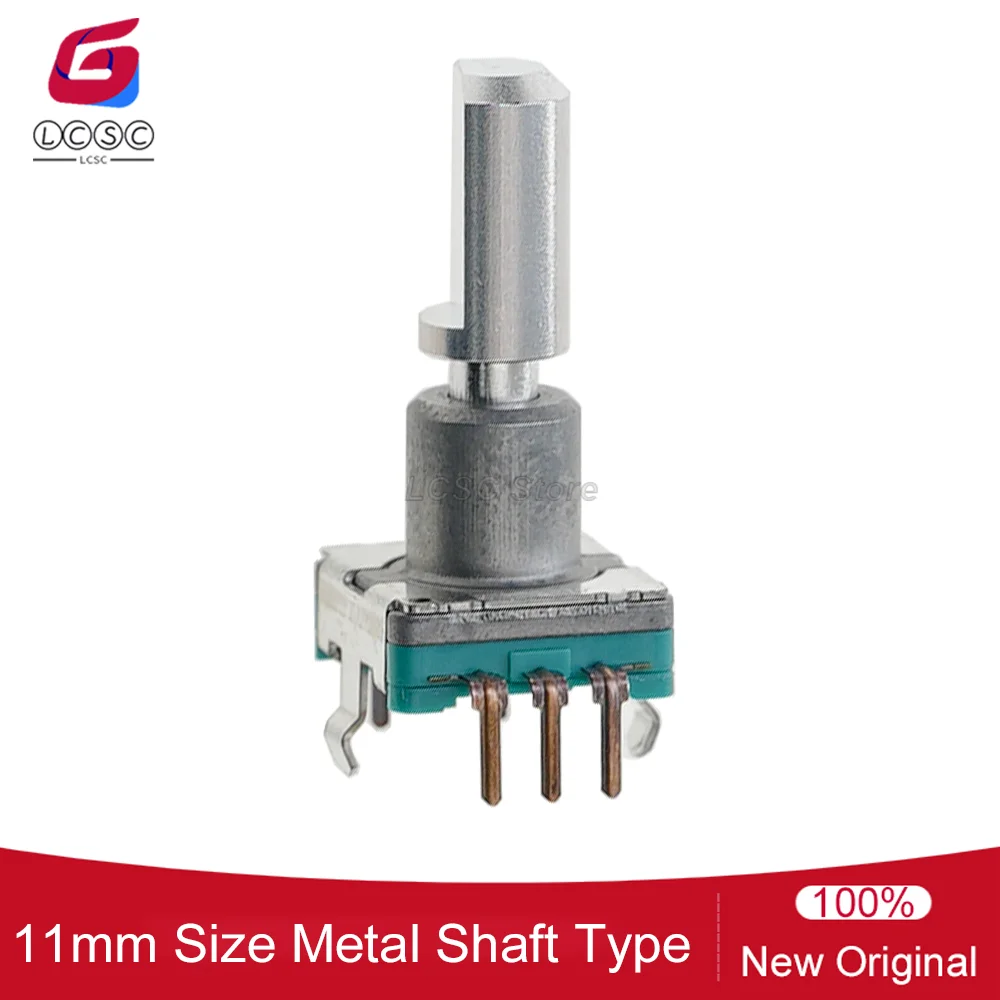 5Pcs/Lot ALPS EC11E15244B2 11mm Size Metal Shaft Encoder With Switch Rotary 15 Pulses Flat Actuator Length 20MM Audio Control