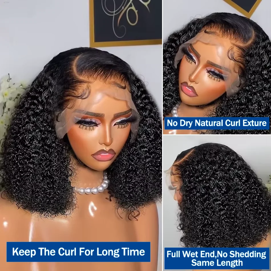 Loose Deep Wave Short Bob Wigs Human Hair 13x4 Deep Curly Short Human Hair Wigs Prepluck Transparent Lace Frontal Wigs For Women