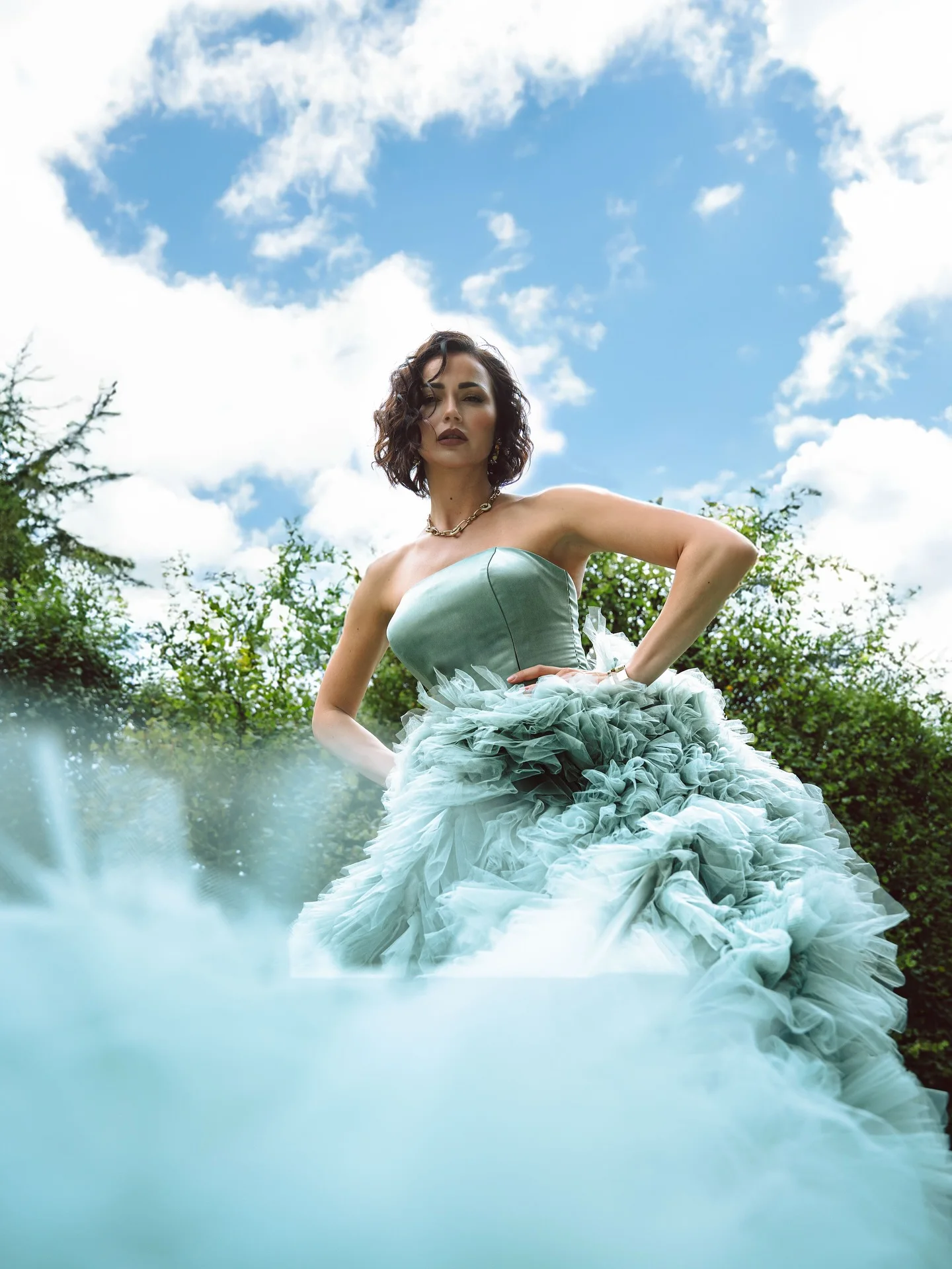 Luxuoso vestido longo azul aqua para sessão de fotos vestido de noiva de casamento fofo em camadas tule vestido de sessão de aniversário vestido de noiva elegante