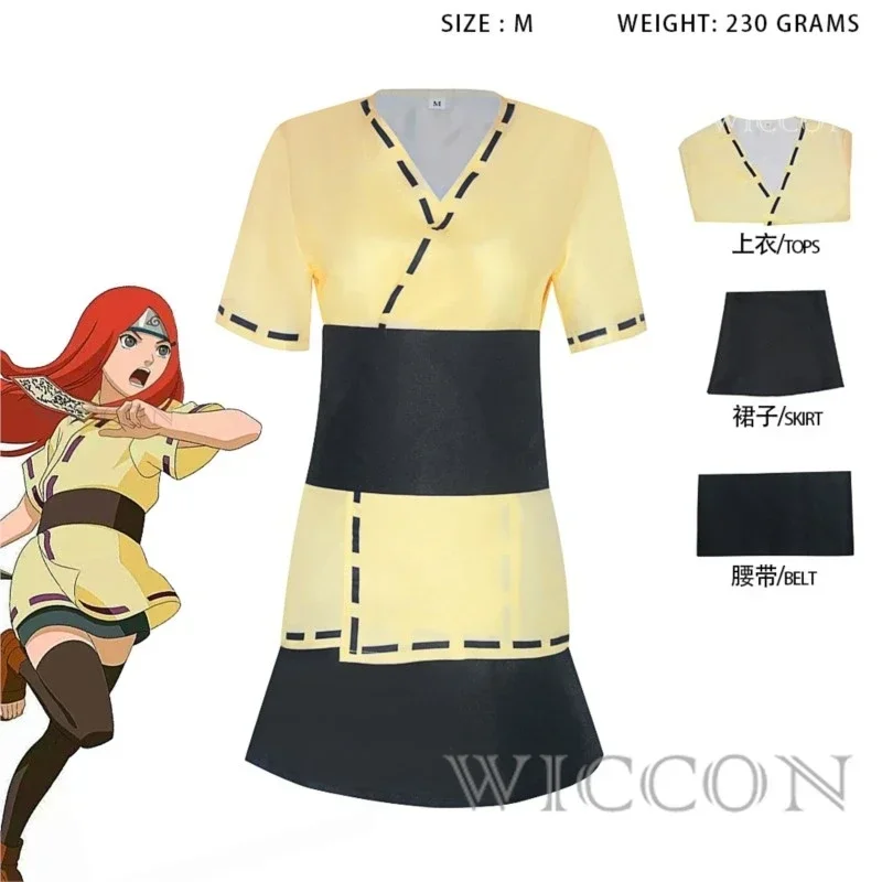 Disfraz de Anime Kushina para mujer، الزي الرسمي للنينجا، disfraz de Halloween، كرنفال، peluca de Ninja، إكسسوارات