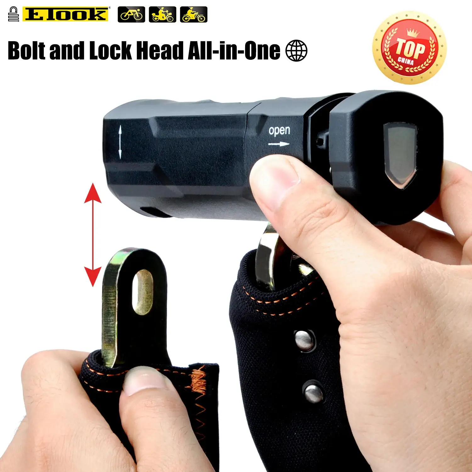 ETOOK-Anti-Theft Bicycle Lock, Chain Lock para motocicleta, bicicleta, scooter, E-Bike, Heavy Duty, Safety Lock, Outdoor Acessórios de ciclismo