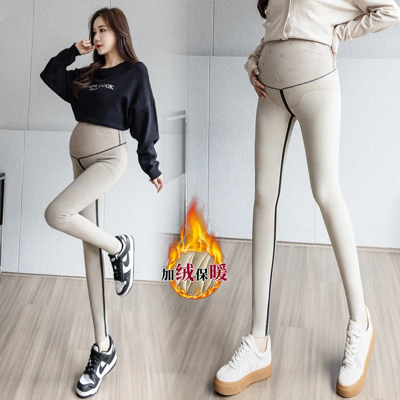 Winter Maternity Leggings Warm High Waist Pregnant Women\'s Belly Pants High Stretched Pregnancy Sports Trousers Yoga Legging