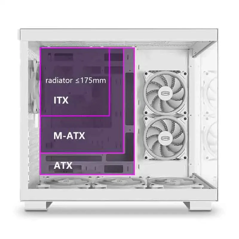 Imagem -04 - Pcooler-caixa de Vidro com Transparência Lateral Panorâmica Chassi de Computador Suporta Placa Gráfica 40 Series M-atx Itx c3 T500 Atx 270 °