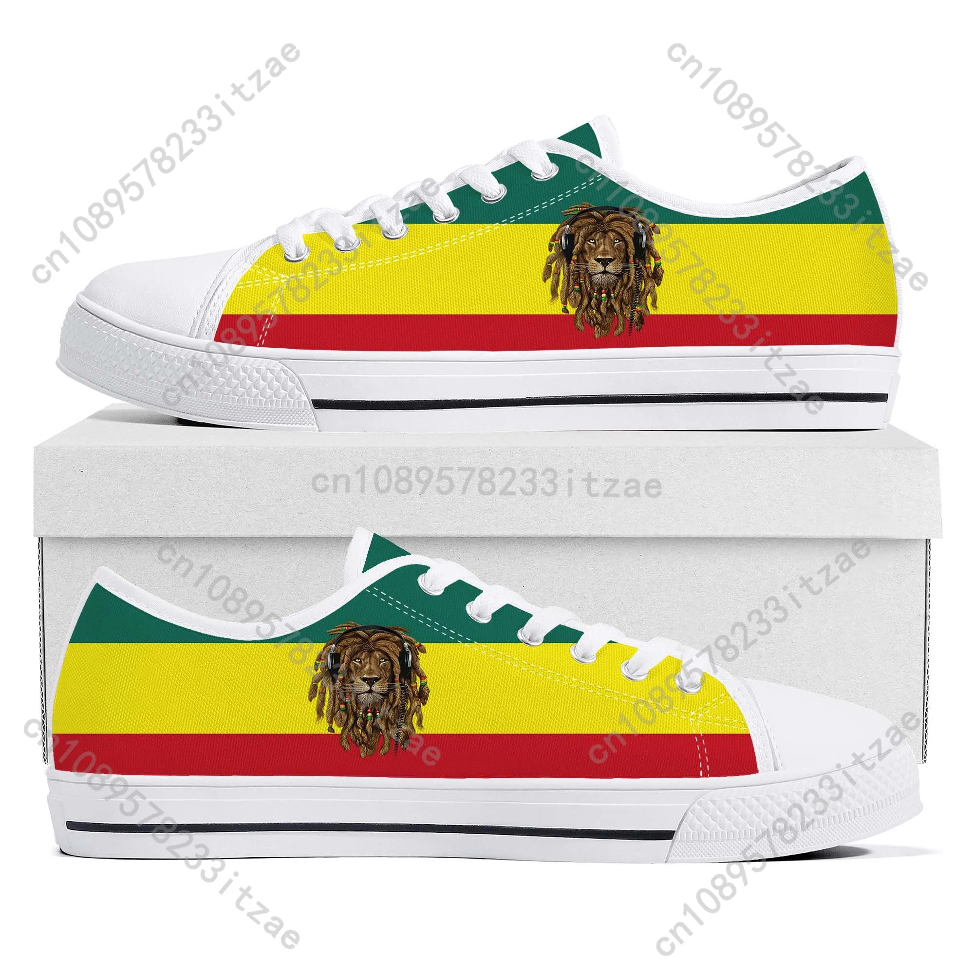 Reggae Rastafarian Rasta Rastafari Lion Of Judah Low Top Sneakers Mens Womens Teenager Canvas Sneaker Casual Shoes Custom Shoe