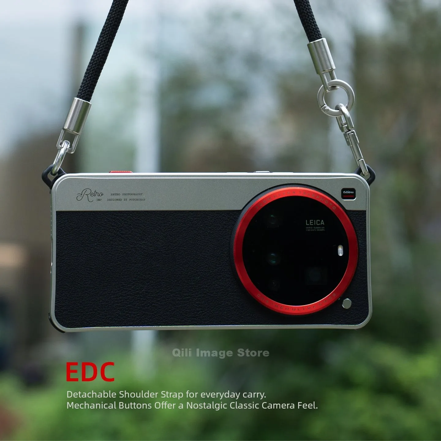 حافظة هاتف Fotorgear 17 ملم/T-mount Retro لهاتف Xiaomi 15 Ultra مع حافظة مصراع ميكانيكية بحبل حذاء بارد