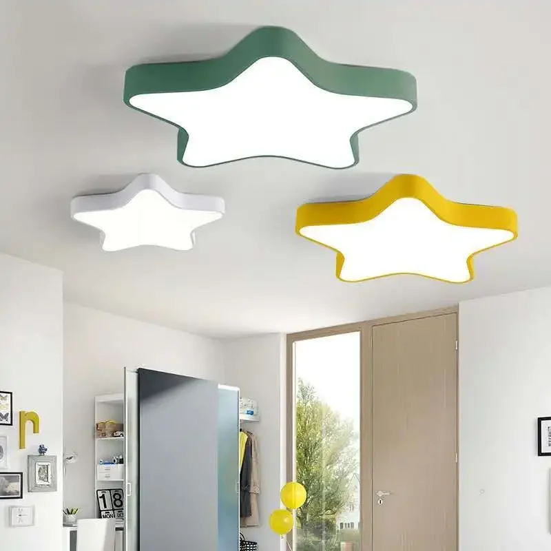 

Dimmable Macaron ceiling lights children's room boy girl bedroom study lamp warmromantic princess five-pointed star ceiling lamp