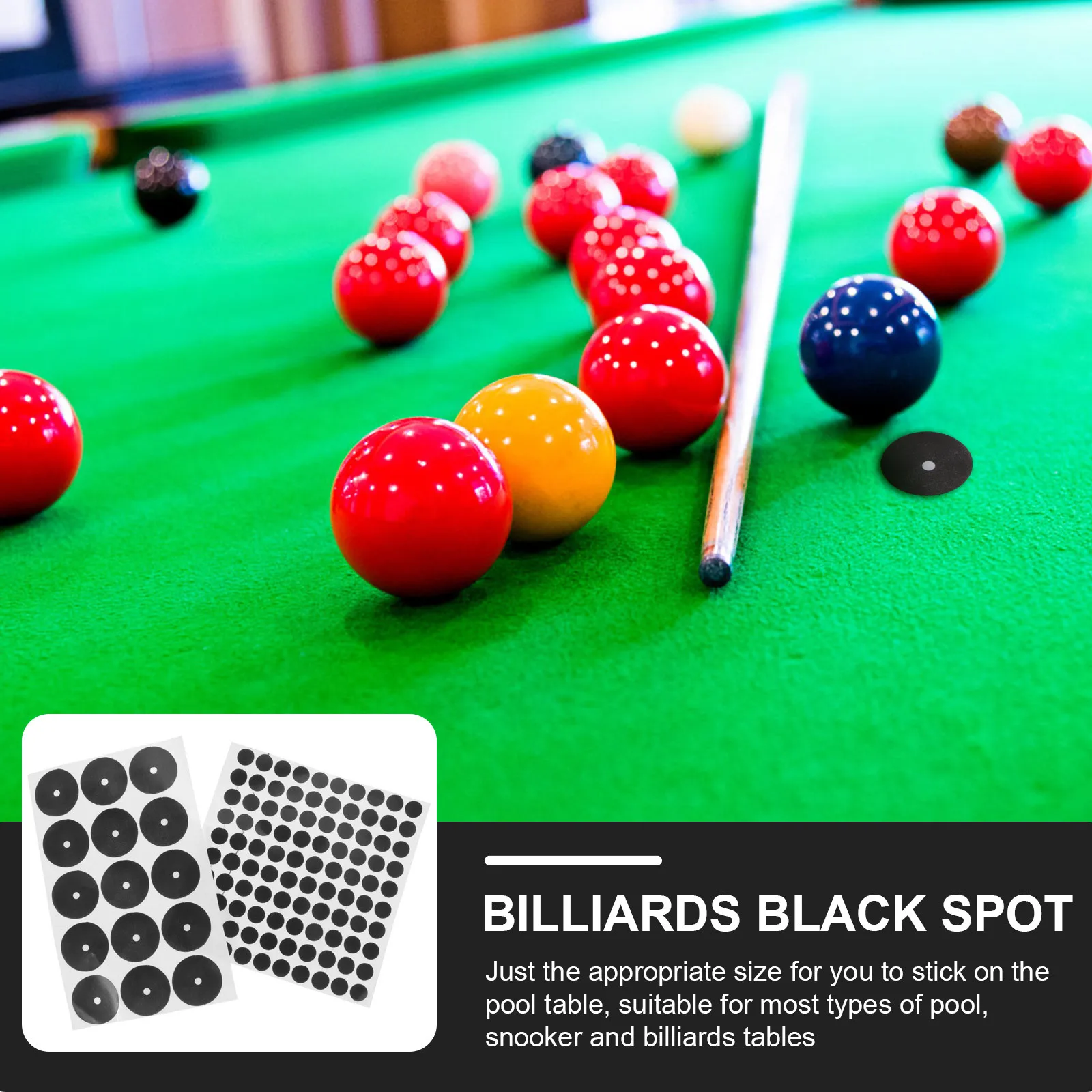 2 hojas de marcador de mesa de billar, puntos negros de billar, marcadores de posición de bola de mesa de billar autoadhesivos, pegatinas de suministro de billar