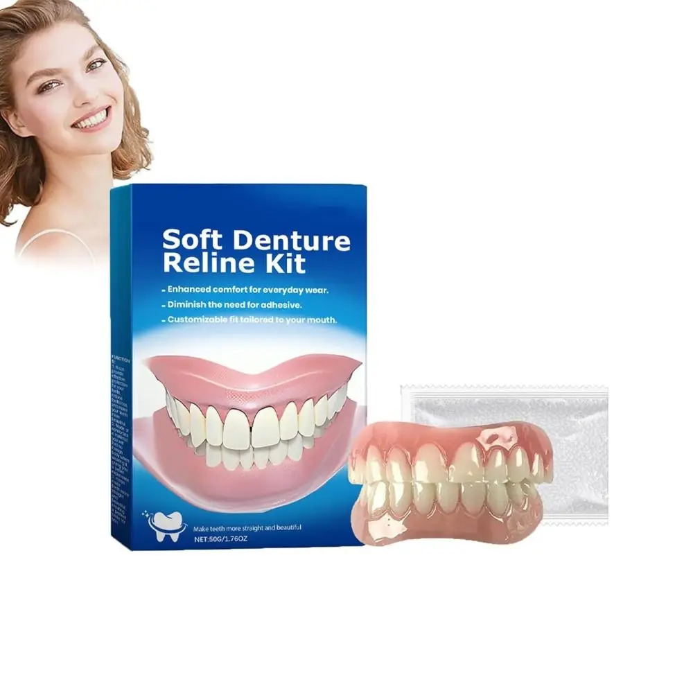 Kit de reparación de dentaduras postizas de silicona, suave, seguro y duradero, dientes instantáneos cómodos y firmes