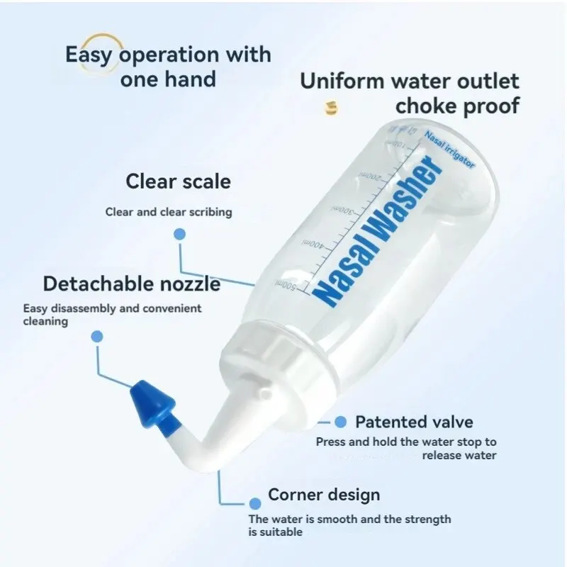 500ml Nasal Wash Children Adult Rhinitis Allergy Nasal Rinser High Temperature Resistant Saline Nasal Wash Nasal Department
