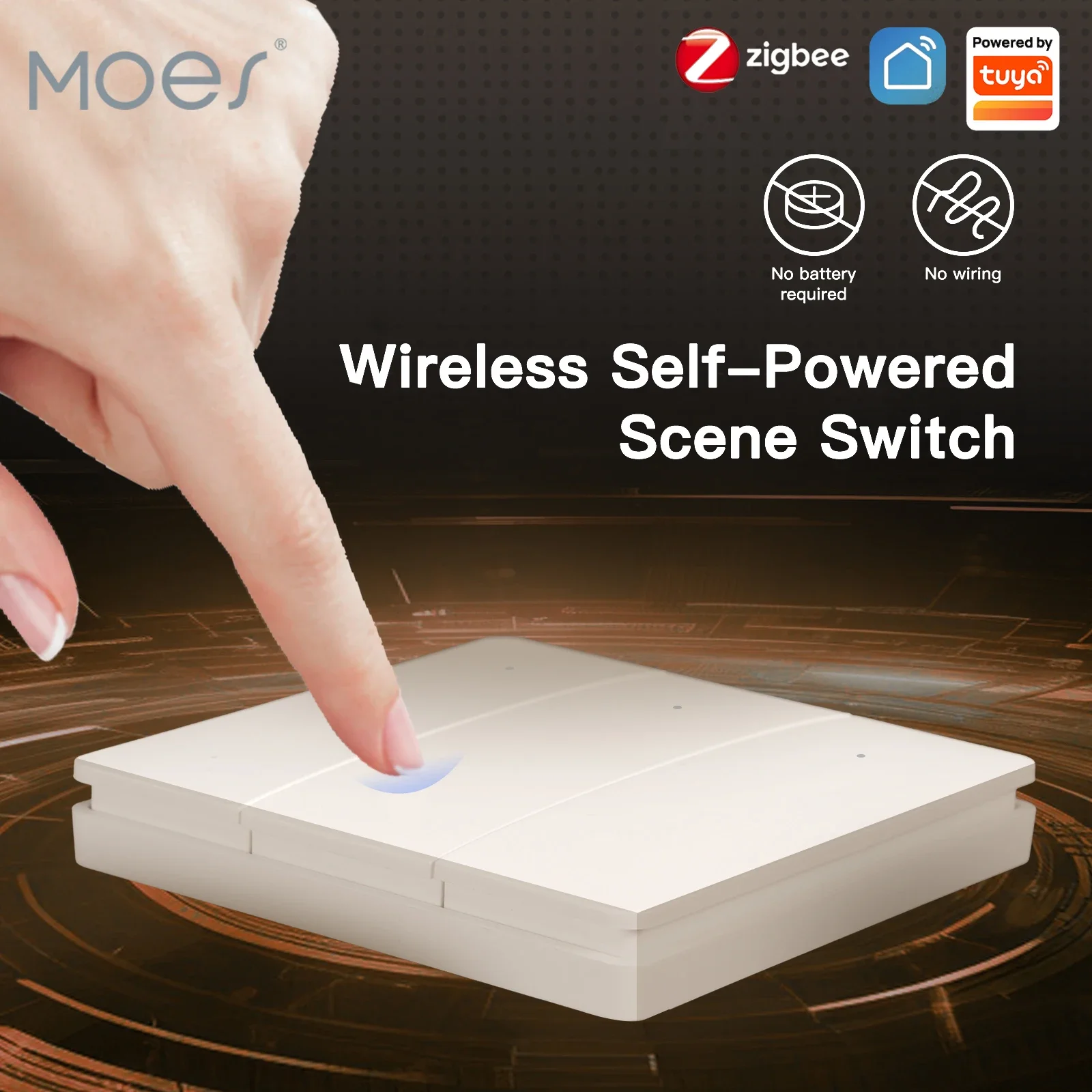 Tuya Smart ZigBee Self Power Scene Switch No Battery No Wiring Kinetic Energy Control for Home Automation Scenario App Control