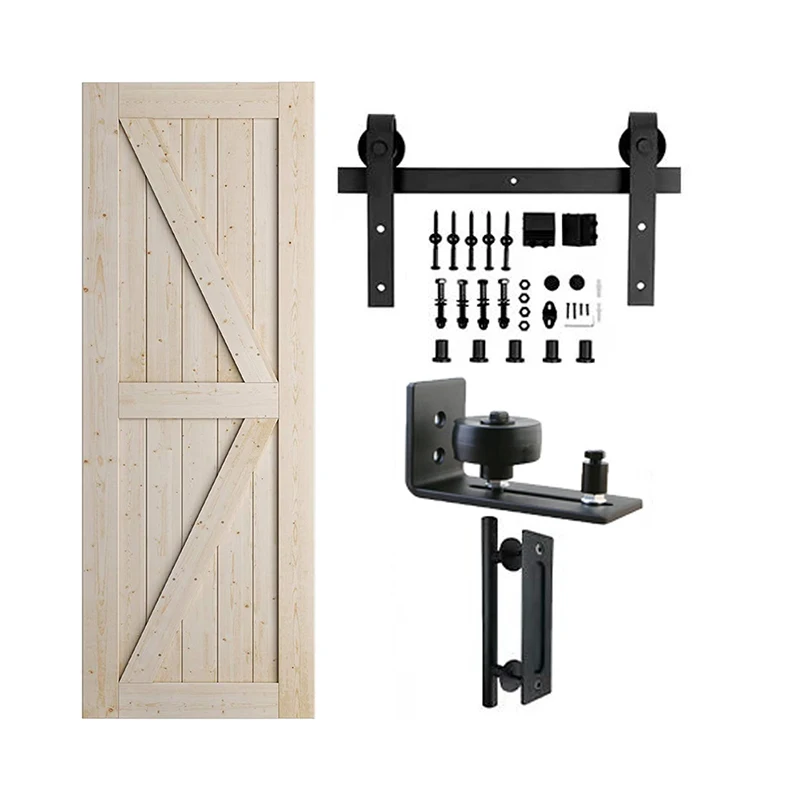 American Style Hanging Modern Wood Door Sliding Hardware Kit  Barn Door with Accessories