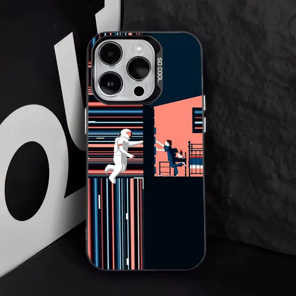 F-Film I-Interstellar映画 iPhone 17、16、15、14、13、12、11、Pro、Max、Plus、E、Air、Mini用 ブラックTPUカバー