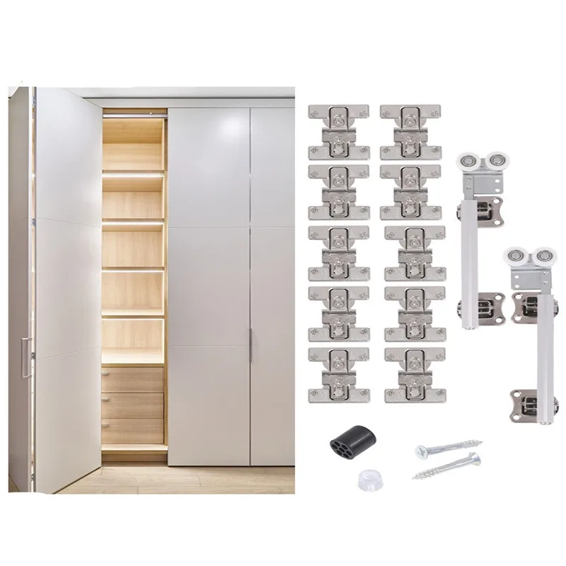 Upper track wardrobe folding door track hinge Cloakroom Sliding door Hanging Sliding Folding door hinge hardware accessories