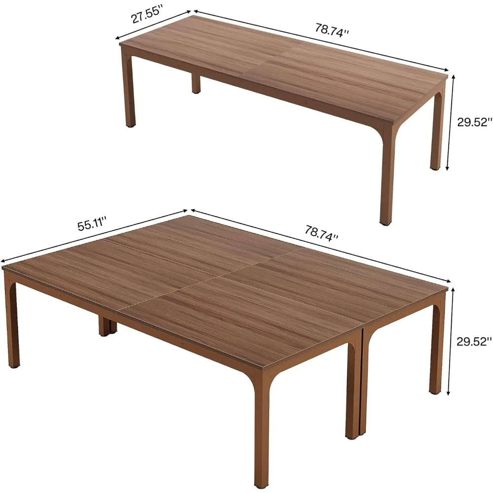 Mesa de conferencias rectangular, con almohadillas para los pies, protege los pisos, grande, para reuniones, para for10-12 personas