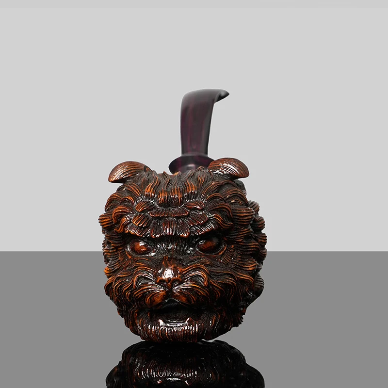 MUXIANG Briarwood Tobacco Pipe Hand-carved Pipe Big Dog Model Pipe Colored Cumberland Pipe Mouth 20mm Bowl Diameter