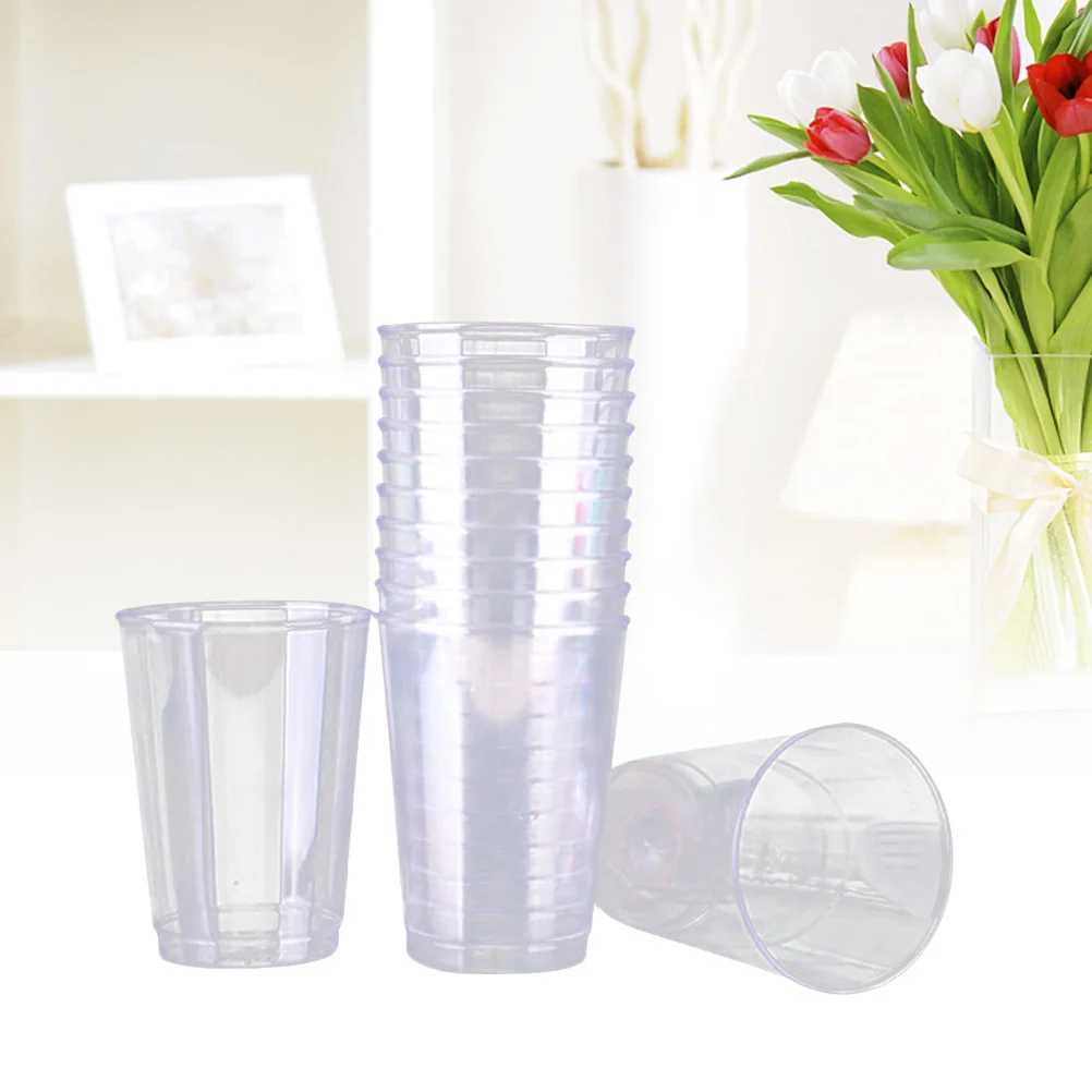 

20 pcs 8Oz 250Ml Disposable Clear Hard Plastic Cup Thickened Drinking Tumblers For Wedding Party Catering Tasting Wine Beer Soda