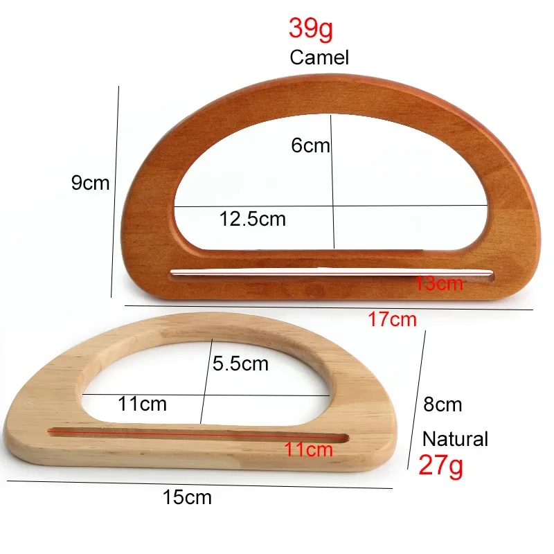 D Shape Wood Bag Handles DIY Replacement Handbag Tote Handle Shoulder Belt Handles Purse Bag Straps Wooden Handle Accessories