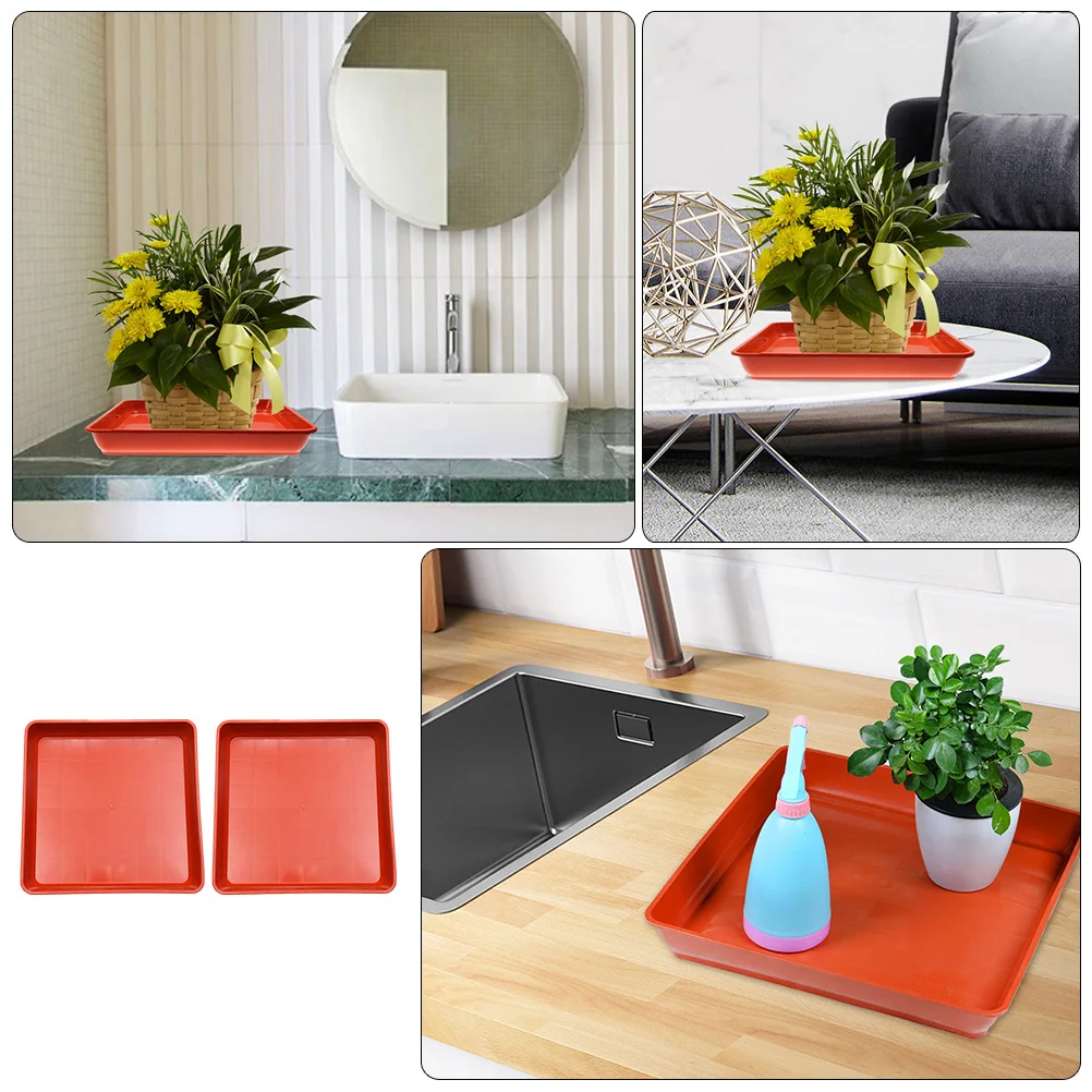 

2pcs Resin Plastic Tray for Indoor Plants Square Planter Small Flower Pot Saucer Plant Pots Tray Succulent Plants Plastic Pots