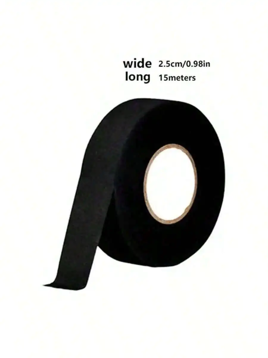 15m Black Automotive Tape, Heat Resistant Noise Reduction Flame Retardant Tape, Car Wiring Harness Protection Tape, Vehicle