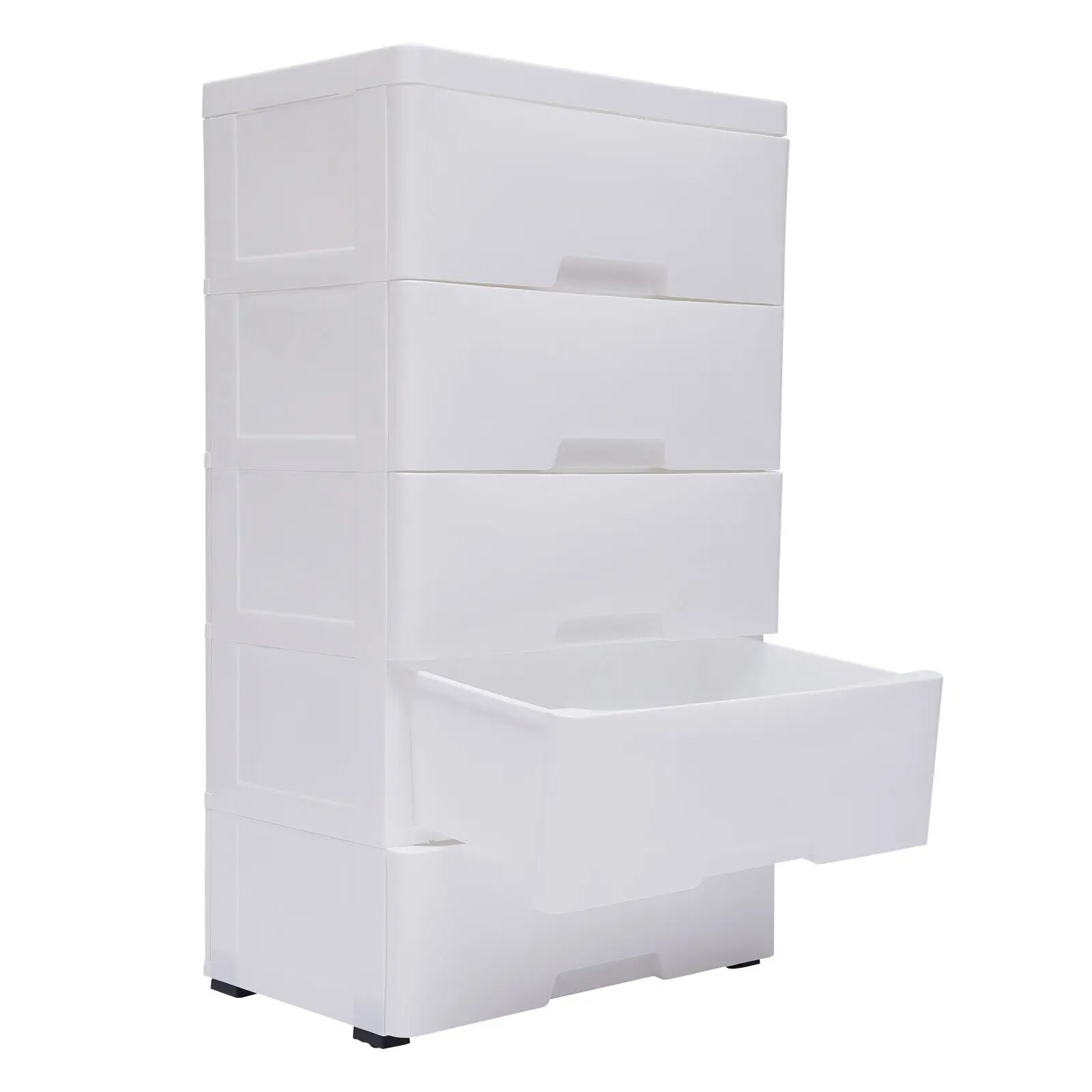 Chest of 5 Drawers Plastic Stackable Drawer Tower Dresser Clothes Storage Racks