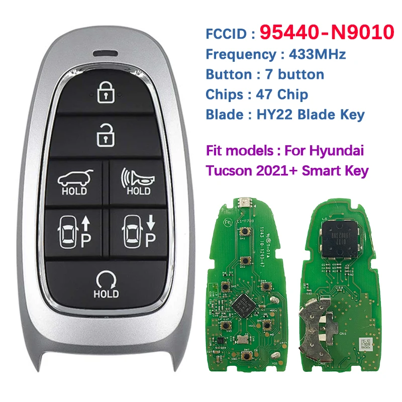 

CN020241 Original PCB 7 Button Smart Car Key For Hyundai Tucson 2022+ Remote Fob 47 Chip 433MHz FCCID 95440-N9010 Keyless Go