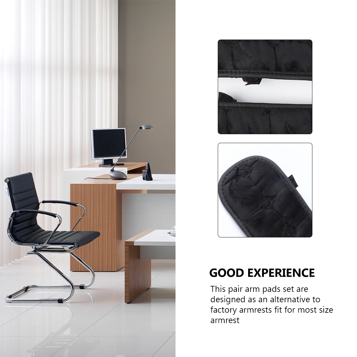 

Chair Armrest Pads 45x10cm Crystal Velvet Black with Straps for Office Gaming Desk Chairs Armrest Covers