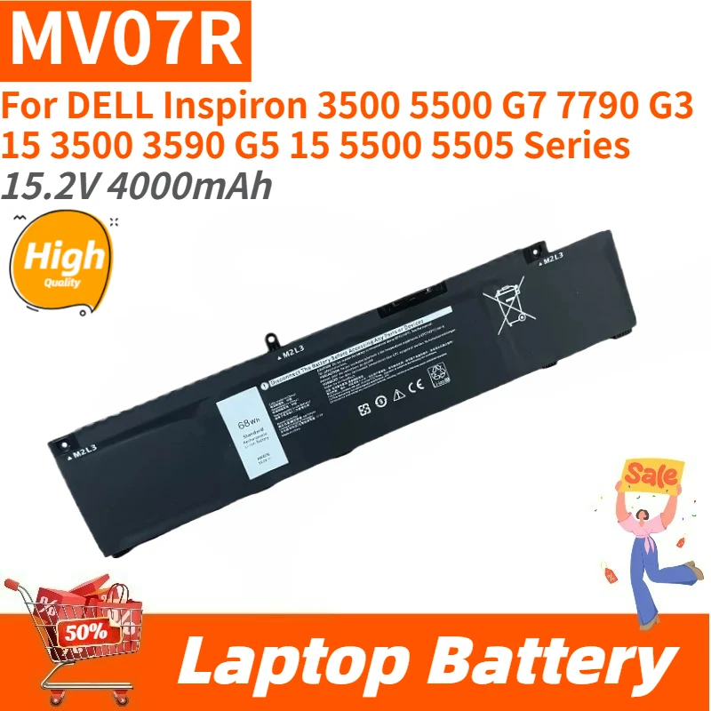 

15,2 В, 4000 мАч, MV07R, аккумулятор для ноутбука DELL Inspiron 5500 3500 G7 7790 G3 15 3590 3500 G5 15 5500 5505, новинка, высокое качество