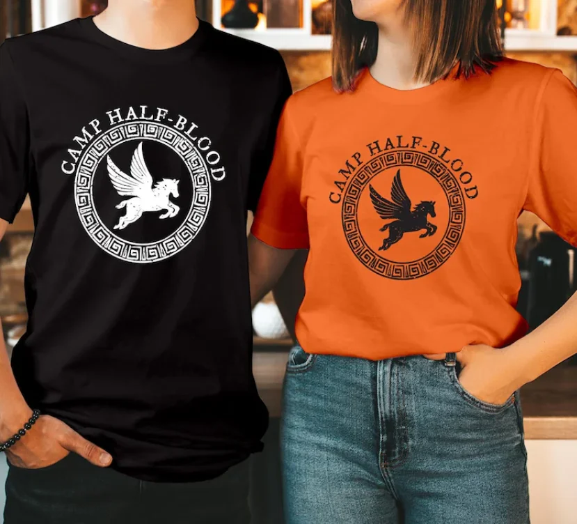 

Футболка Camp Half-Blood, винтажная футболка унисекс 90-х годов, уличная одежда для мужчин и женщин, футболка с короткими рукавами, топы, футболка Harajuku y2k, топ