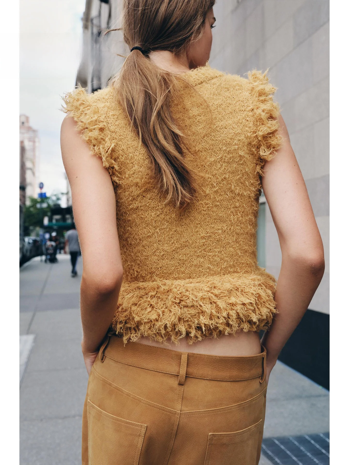 ZAPRHA 2025 otoño nuevo Sle mujer Slim Fit Svel Top de punto efecto piel Artificial ropa Casual prendas de vestir exteriores redondas Ne