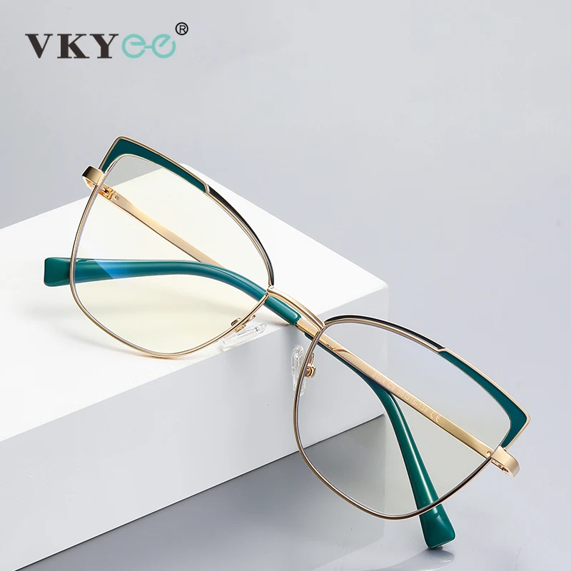 VICKY Fashionable Large Frame Classic Design Women's Anti Blue Light Glasses Customizable Prescription Reading Glasses  3104