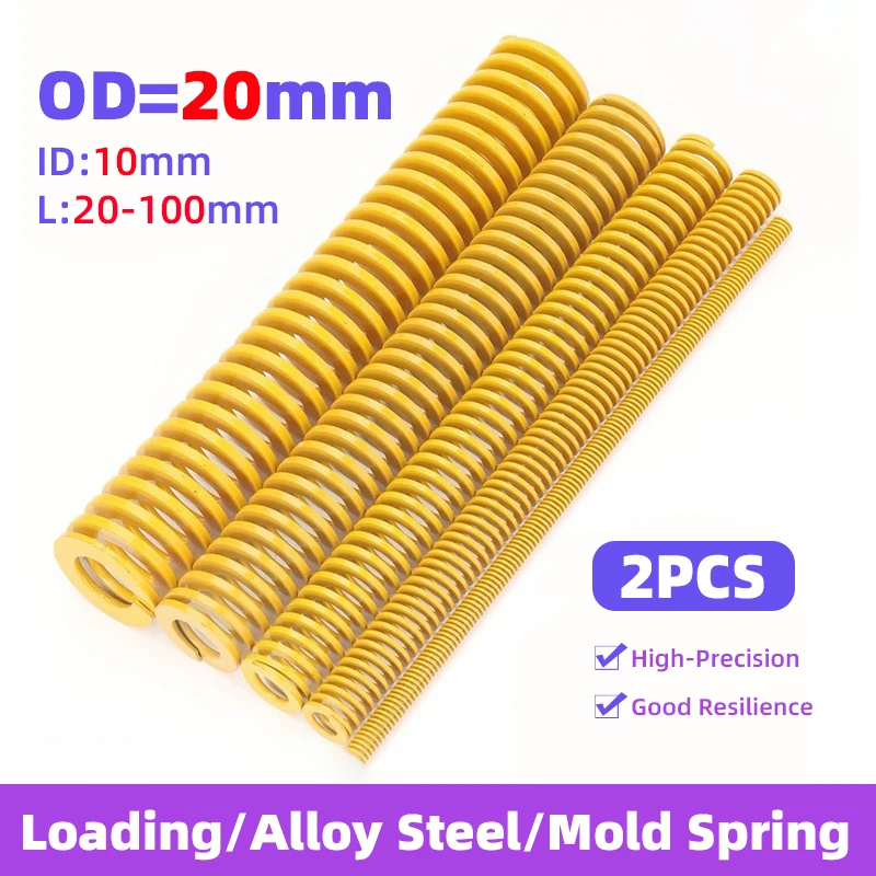 

Creamily 2PCS/Lot Yellow Mould Spring Compression Spiral Stamping Springs Light Load Alloy Steel Spring OD20mm ID10mm L20-200mm