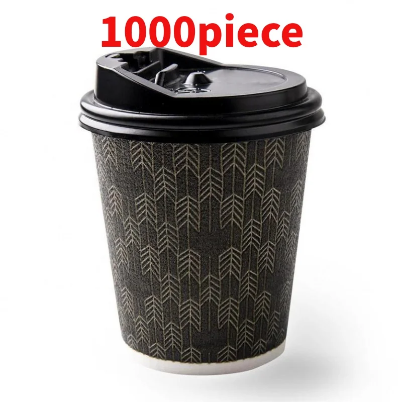 

10 00piece.Custom.Disposable Customized Coffee Paper Cup Single Double Ripple Wall Paper Coffee Cups With Lids And Sleeve