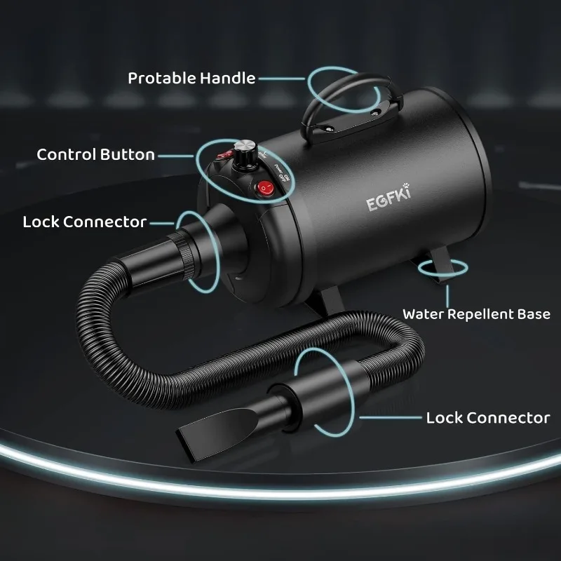 เครื่องเป่าขนสุนัข, 5.2 แรงม้า/ 3800 วัตต์ เครื่องเป่าขนสัตว์เลี้ยงความเร็วสูง พร้อมฮีตเตอร์สำหรับกรูมมิ่ง ปรับความเร็วและอุณหภูมิได้