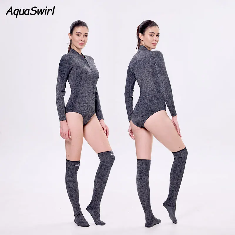 

Гидрокостюм для дайвинга цельный 2 мм, с длинными рукавами, термокостюм, женский, с защитой от солнца, для серфинга, от медуз, серый