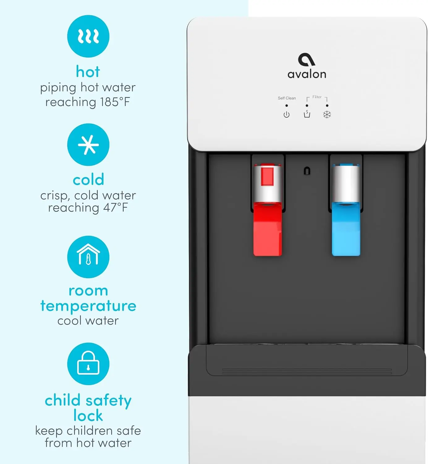 Self Cleaning Touchless Bottleless Cooler Dispenser-Hot & Cold Water Child Safety Lock, UL, White