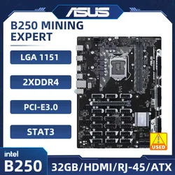 Asus B250 MINING EXPERT Mining Rig BTC ETH Mining Motherboard LGA 1151 Intel B250 DDR4 32GB support i3-6100 7300 7100 6500  CPU