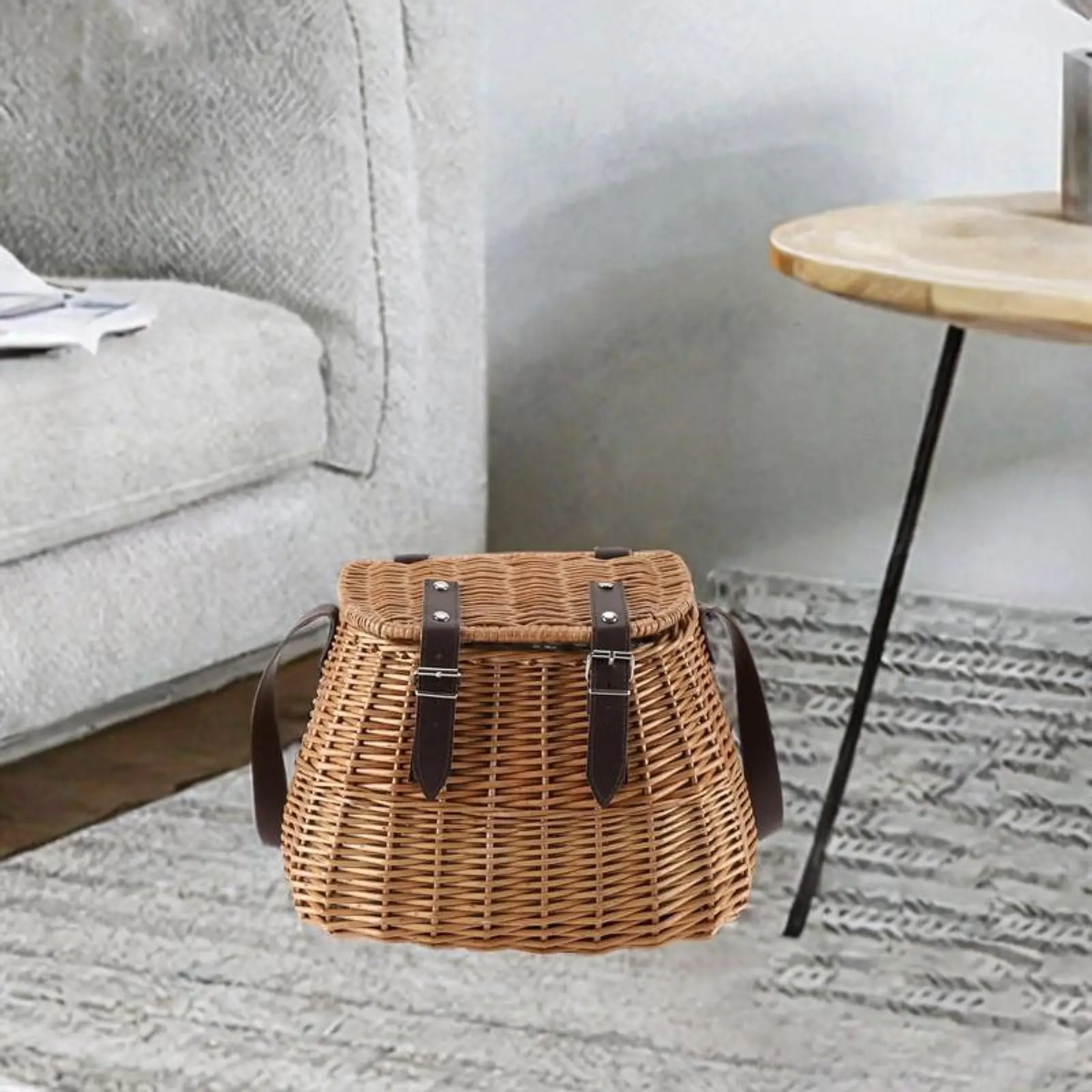 

Handwoven Basket Practical Grocery Basket Large Capacity Crossbody Storage Basket for Party Gathering Garden Wedding Festival