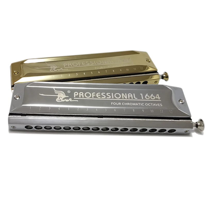 Swan Professional Chromatic Harmonica 16-Hole Musical Instruments 12 Holes Armonica Silver Gold Harp Key of C Mouth Organ Music