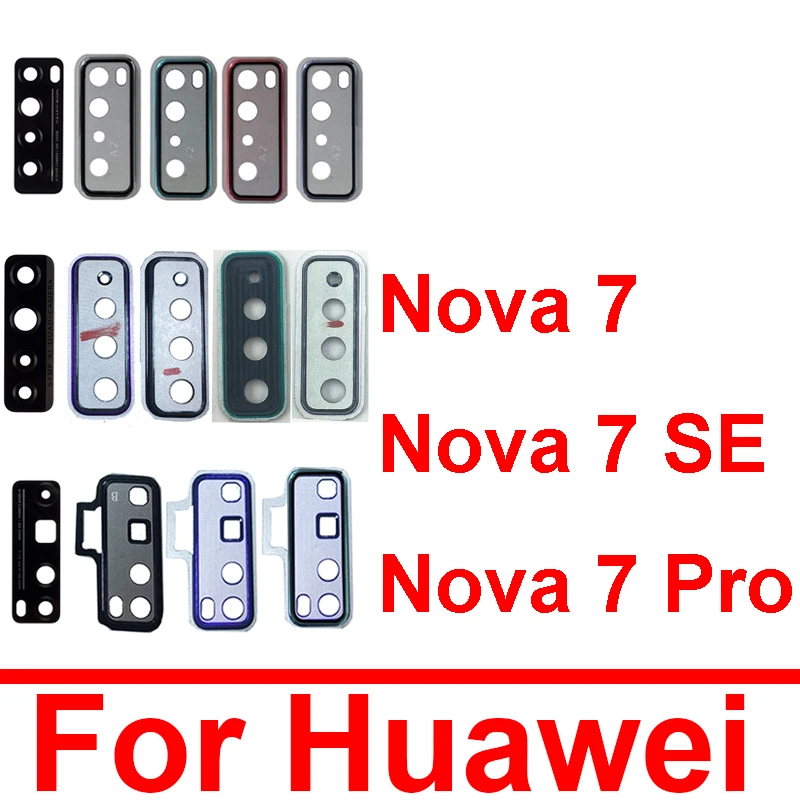 Back Camera Lens Glass+Cover For Huawei Nova 7 7SE 7Pro Rear Glass Lens Frame Holder with Sticker For Huawei Nova 7se 7pro Parts