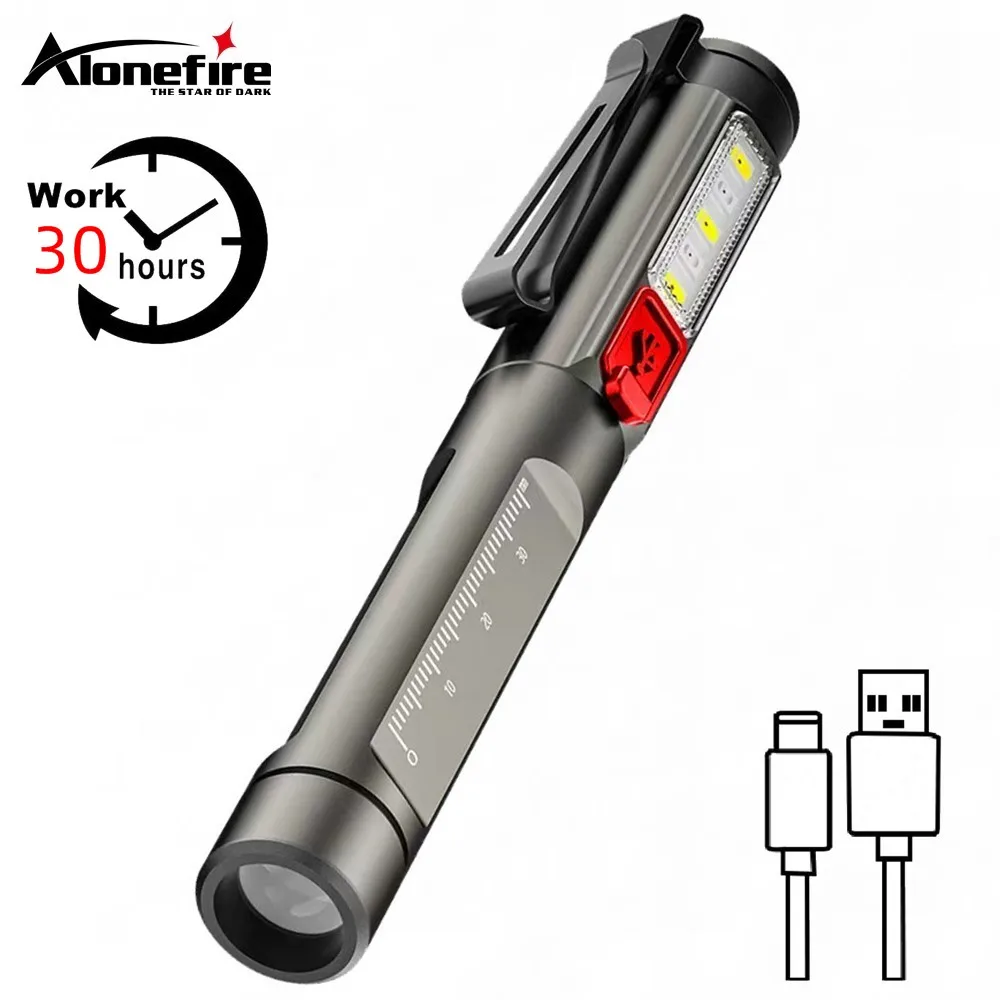 Alonefire P31 Portable LED Flashlight Work Light Medical First Aid Pen Torch With Pupil Gauge Measurements Doctor Nurse Diagnosi